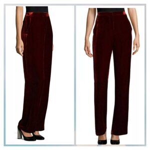 BCBGMAXAZRIA High Waist Burnt Orange Velvet Velour COLTON Wide Leg Pant